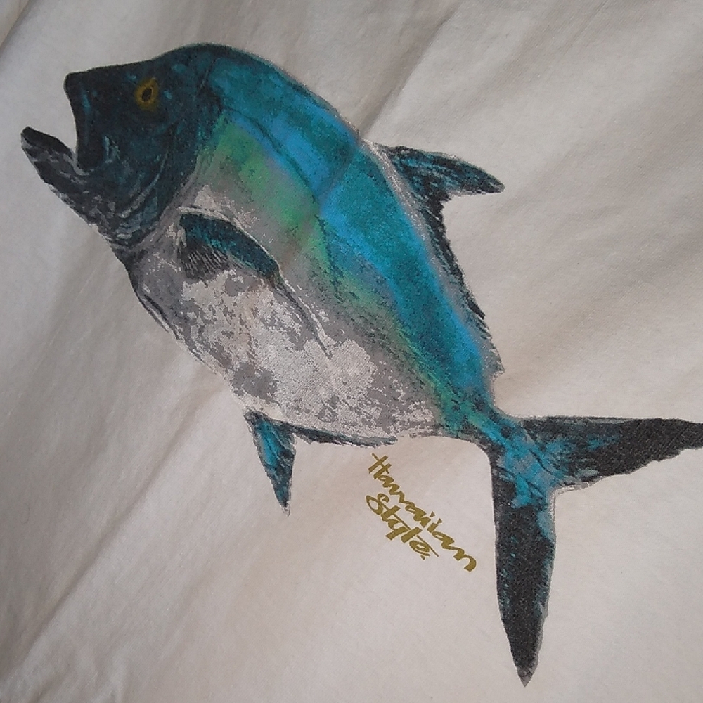 Vintage Hawaiian Style L white tee shirt